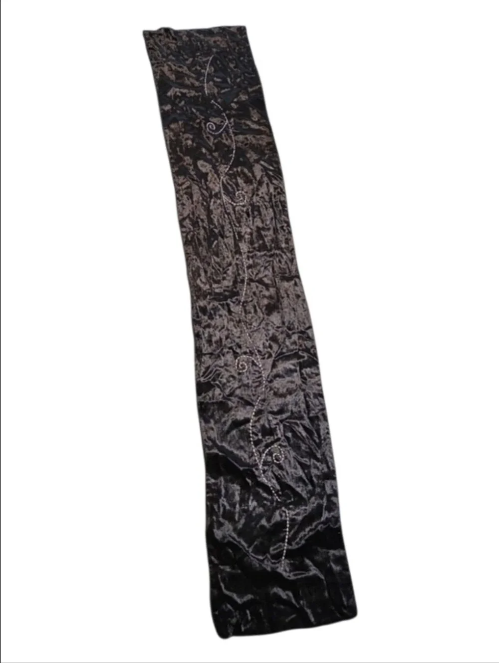 Embroidered Black Table Runner with Floral Design